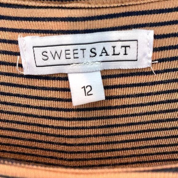 SWEET SALT | Brown & Black Striped Drawstring Midi Dress Modest | Size 12 - Picture 4 of 6